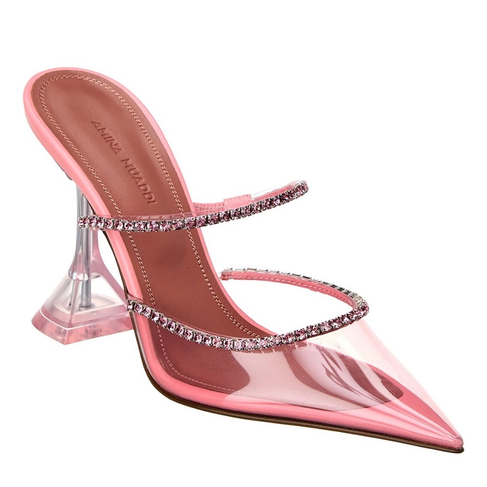 Beautiful Amina Muaddi Gilda glass mules!